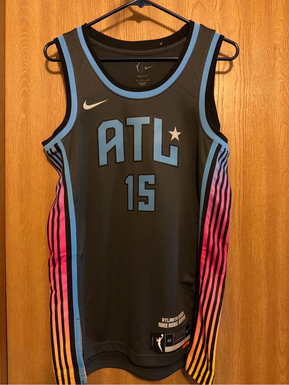 Tiffany Hayes Atlanta Dream Black Jersey with Blue Trim and Pink Accent